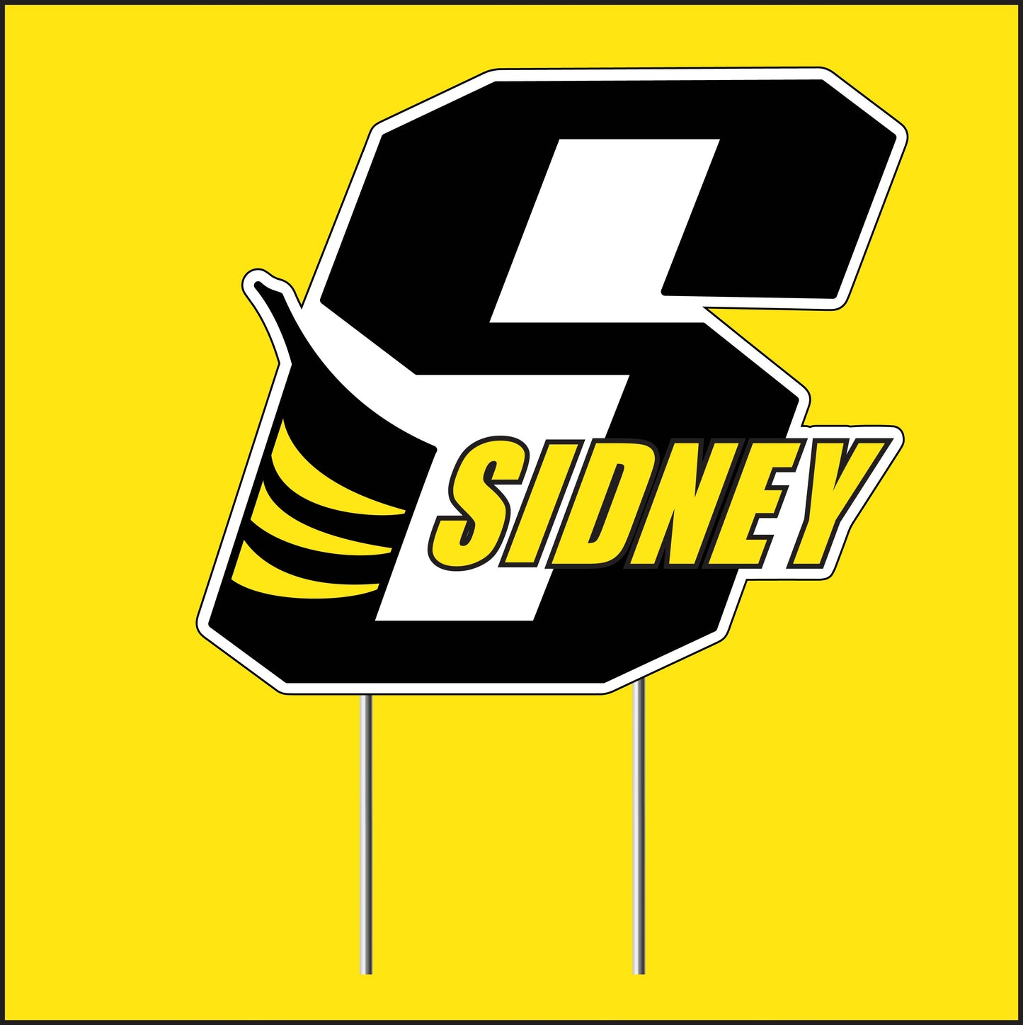 Sidney Jackets "S" Black Yard Sign