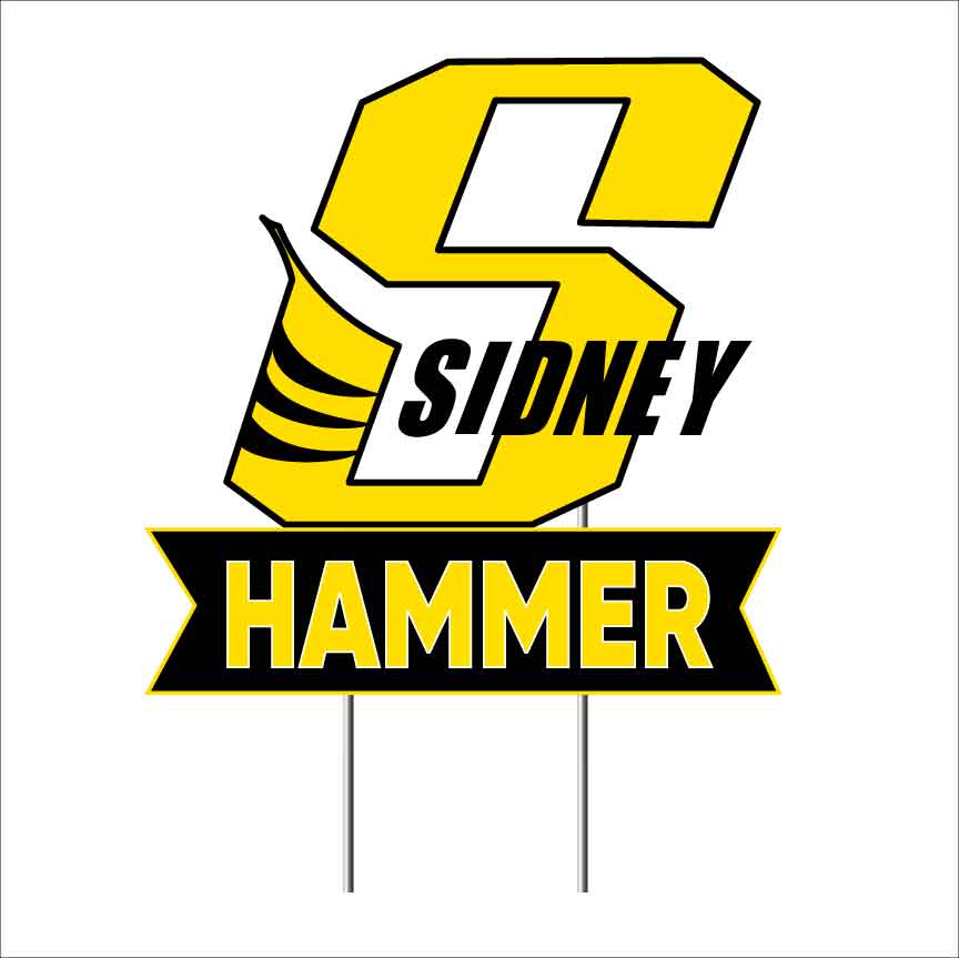 Sidney Jackets "S" Yellow with Last Name Yard Sign