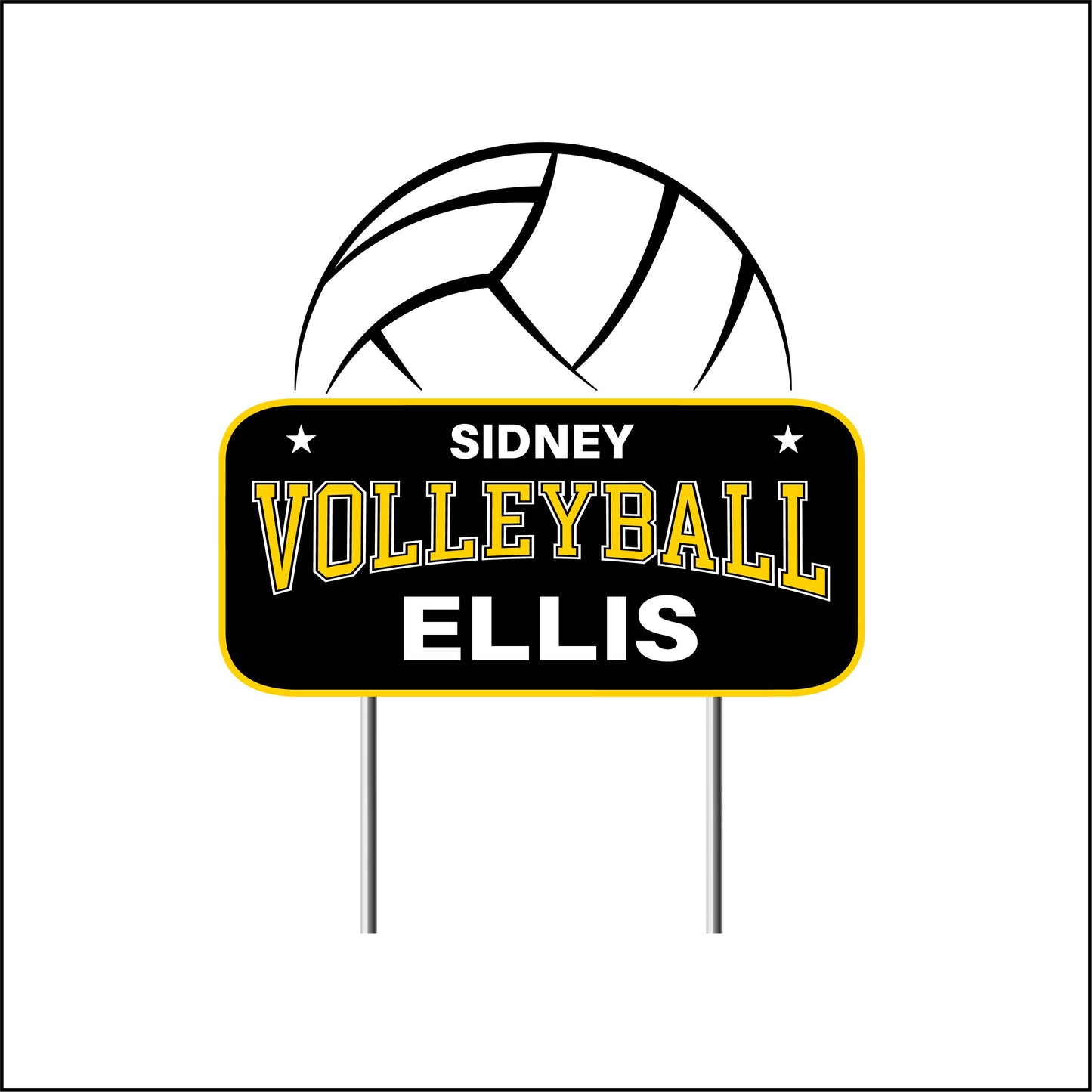 Sidney Yellow Jackets Volleyball Yard Sign